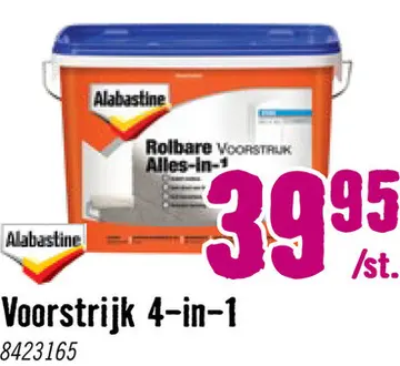 Aanbieding: ALABASTINE Rolbare voorstrijk 4in1 dekkend wit 5 l