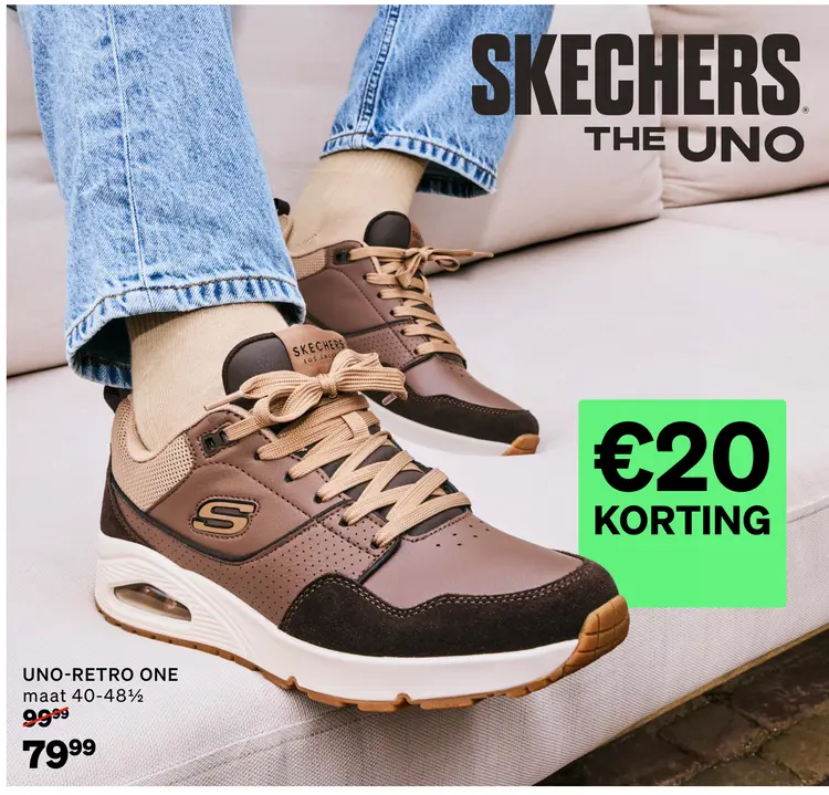 Aanbieding: Skechers Uno-Retro One Sneakers bruin Suede