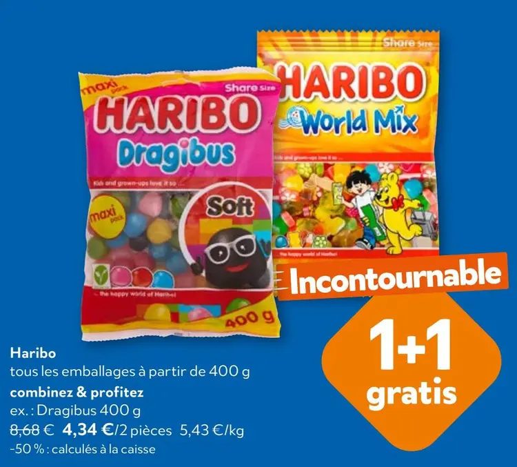 Offre: Tous les emballages à partir de 400 g Haribo