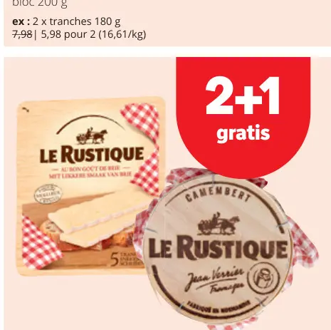 Offre: Brie 5 tranches ou camembert