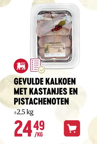 Aanbieding: Gevulde kalkoen met kastanjes en pistachenote