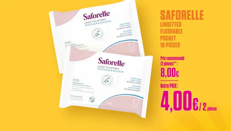 Offre: Saforelle Lingettes Flushable Pocket 10 