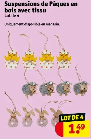 Offre: Suspensions de Pâques en bois avec tissu