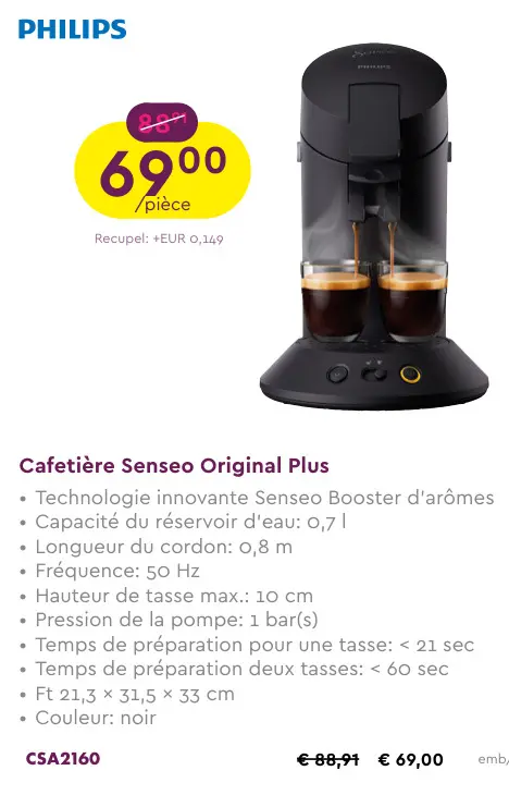 Offre: Cafetière Senseo Original Plus