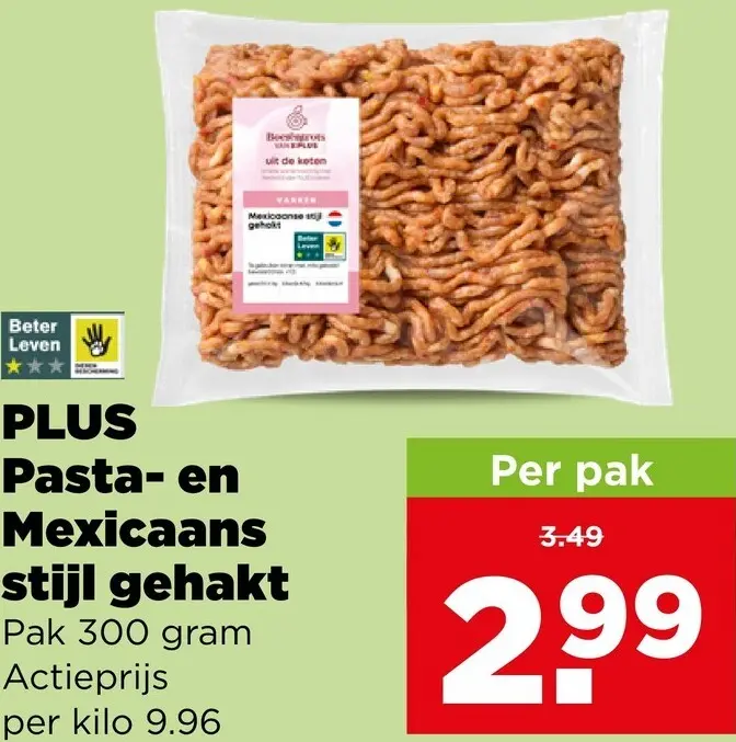 Aanbieding: PLUS Pasta- en Mexicaans stijl gehakt