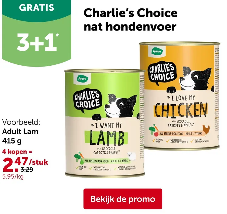 Promotie: Charlie's Choice nat hondenvoer