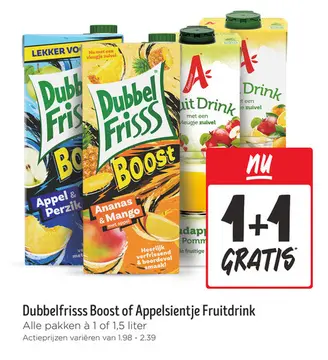 Aanbieding: Dubbelfrisss Boost of Appelsientje Fruitdrink