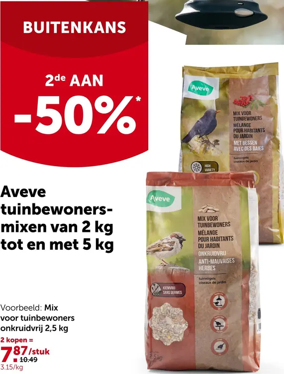 Promotie: Tuinbewonersmixen van 2 kg tot en met 5 kg