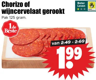 Aanbieding: Chorizo of wijncervelaat gerookt