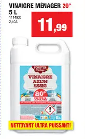 Offre: Forever vinaigre ménager 20° 5l