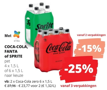 Aanbieding: Coca-Cola, Fanta of Sprite pet