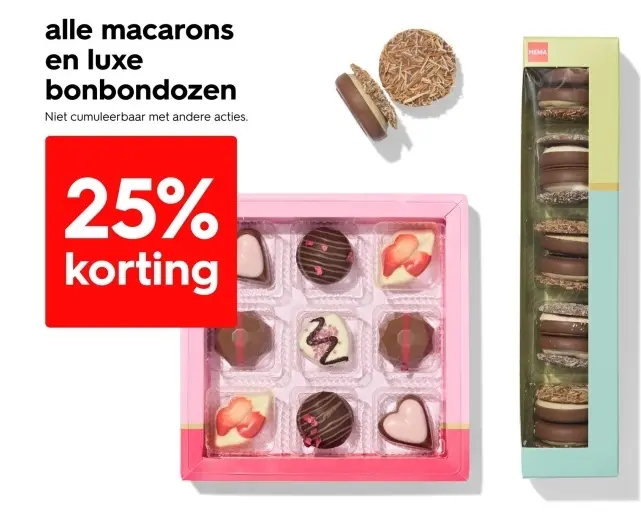 Promotie: alle macarons en luxe bonbondozen