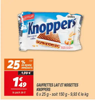 Offre: Gaufrettes lait et noisettes Knoppers