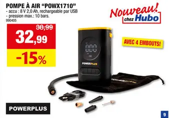 Offre: Powerplus POWX1710 pompe à  air 8V + 4 embouts