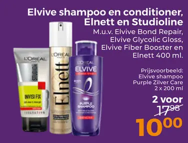Aanbieding: Elvive shampoo en conditioner, Elnett en Studioline