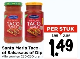 Aanbieding: Santa Maria Taco- of Salsasaus of Dip Alle soorten 230-250 gram