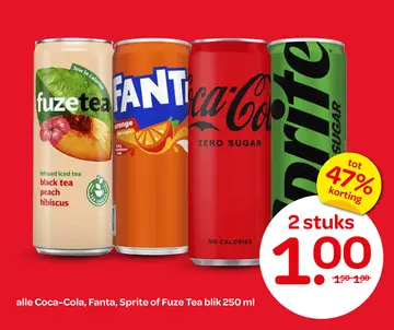 Aanbieding: Coca-Cola, Fanta, Sprite of Fuze Tea
