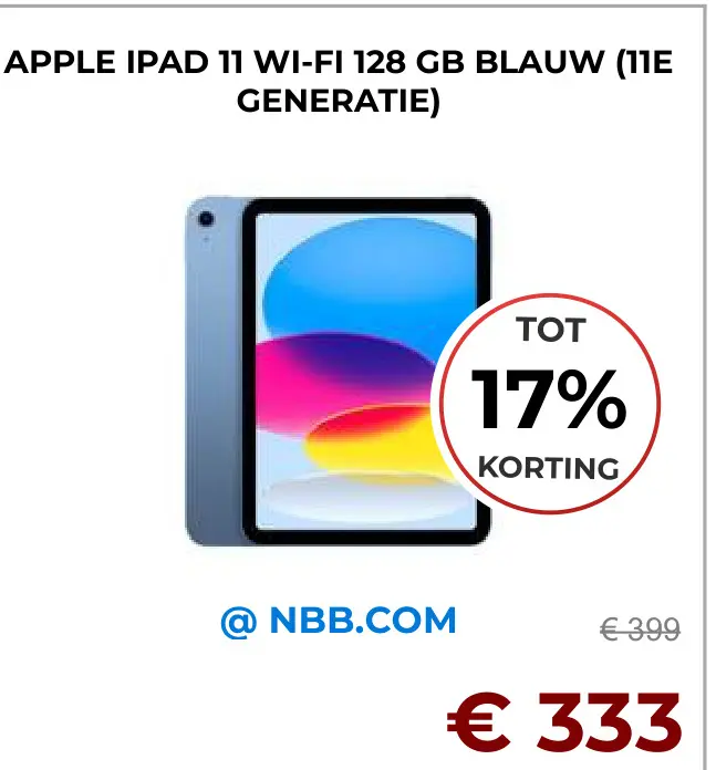 Aanbieding: Ipad 11 wi-fi 128 gb blauw