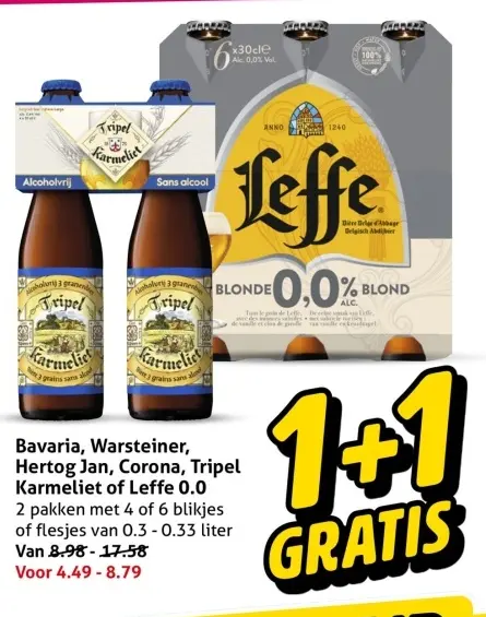 Aanbieding: Bavaria, Warsteiner, Hertog Jan, Corona, Tripel Karmeliket of Leffe 0.0