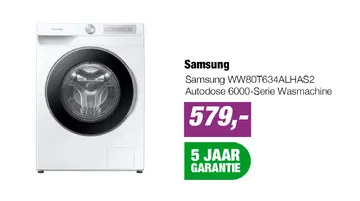 Aanbieding: Samsung WW80T634ALHAS2 Autodose 6000-Serie Wasmachine