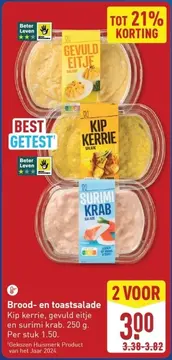 Aanbieding: Brood- en toastsalade Kip kerrie, gevuld eitje