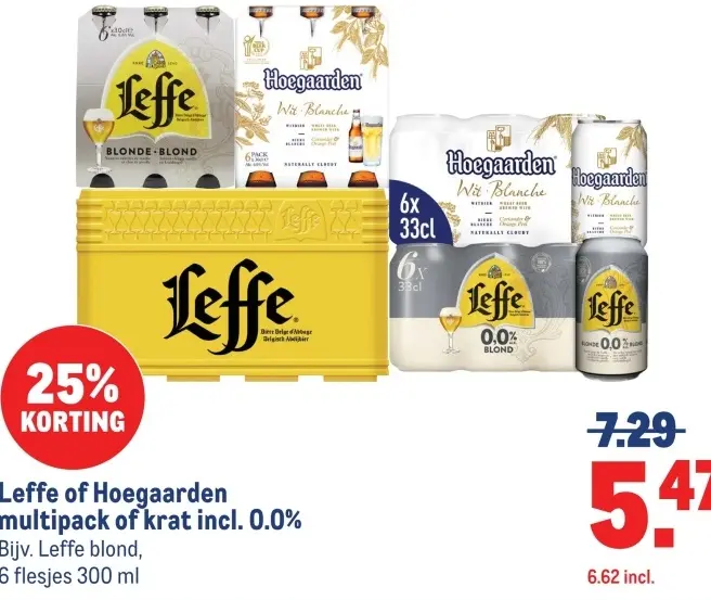 Aanbieding: Leffe of Hoegaarden multipack of krat incl. 0