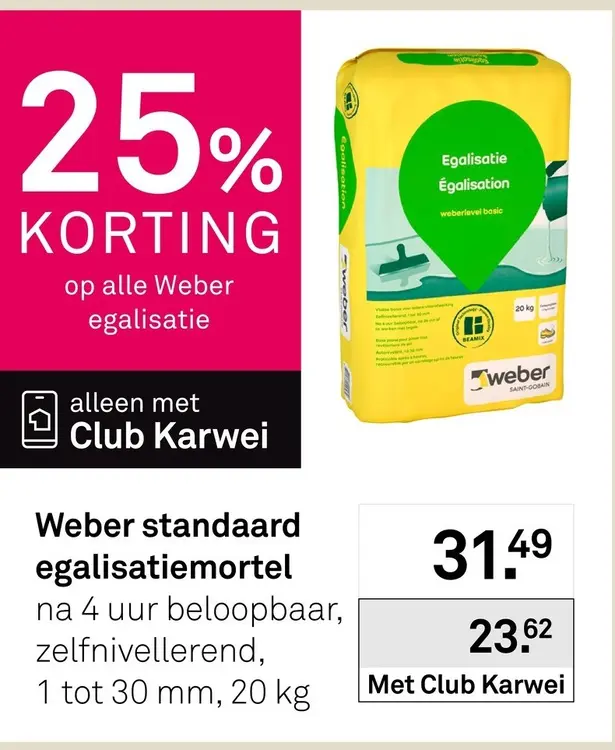 Aanbieding: Weber standaard egalisatiemortel