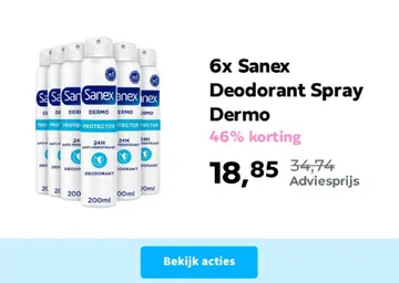 Aanbieding: 6x Sanex Deodorant Spray Dermo