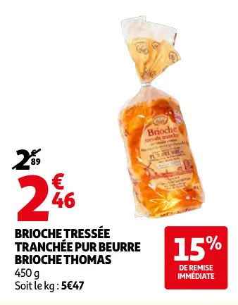 Promotie: Brioche tressée tranchée pur beurre