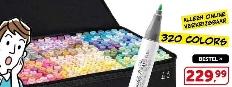 Aanbieding: 320 kleuren markers