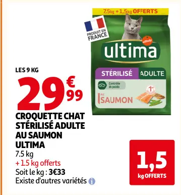 Promotie: Croquette chat stérilisé adulte au saumon