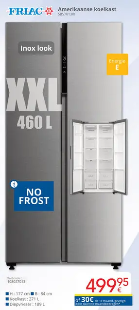 Promotie: Amerikaanse koelkast SBS7013IX