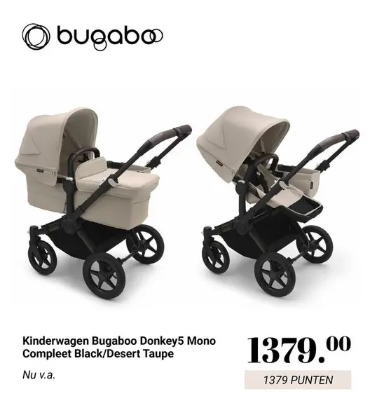 Aanbieding: Kinderwagen Bugaboo Donkey5 Mono Compleet Black/Desert Taupe