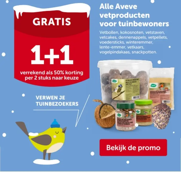 Promotie: Alle Aveve vetproducten voor tuinbewoners