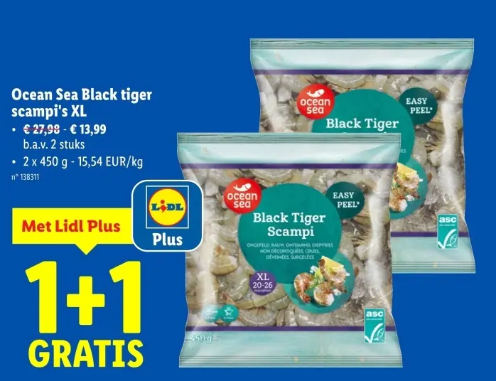 Promotie: Black tiger scampi's XL