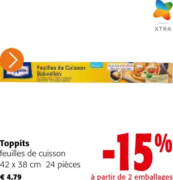 Offre: Toppits feuilles de cuisson