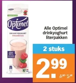 Aanbieding: Optimel drinkyoghurt literpakken
