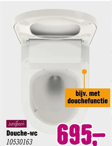 Aanbieding: JUNGBORN Douche-wc rimless DUE 59 Basic glans wit met turbo flush incl. softclose wc-bril met quick-release