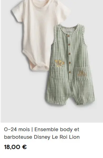 Offre: Ensemble body et barboteuse Disney Le Roi Lio