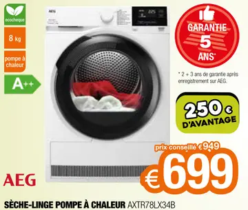 Offre: SÈCHE-LINGE POMPE À CHALEUR AXTR78LX34B
