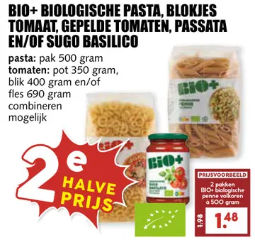 Aanbieding: Biologische pasta, blokjes tomaat, gepelde tomaten, passata en/of sugo basilico