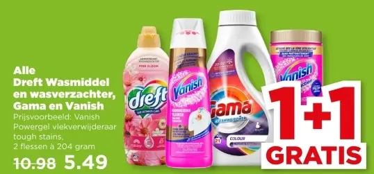 Aanbieding: Dreft Wasmiddel en wasverzachter, Gama en Vanish