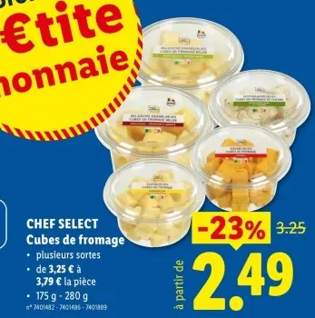 Offre: Cubes de fromage
