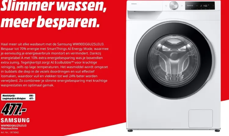 Aanbieding: Samsung WW90DG6U25LEU3 Wasmachine