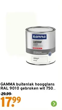 Aanbieding: GAMMA buitenlak hoogglans RAL 9010 gebroken wit