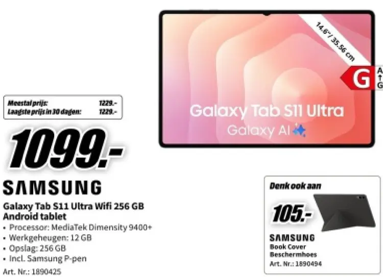 Aanbieding: Galaxy Tab S11 Ultra Wifi 256 GB Android tablet