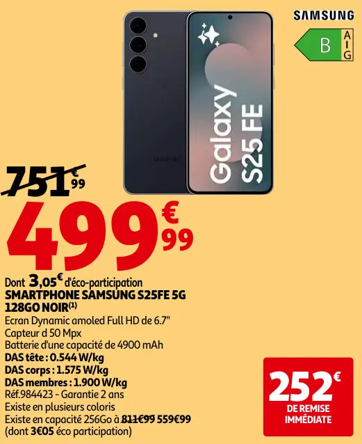 Promotie: Smartphone SAMSUNG S25FE 5g 128GO noir