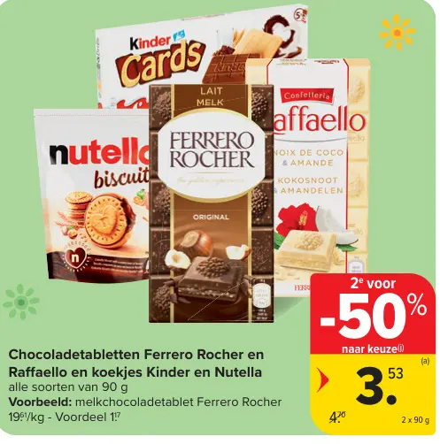 Promotie: Chocoladetabletten Ferrero Rocher en Raffaello