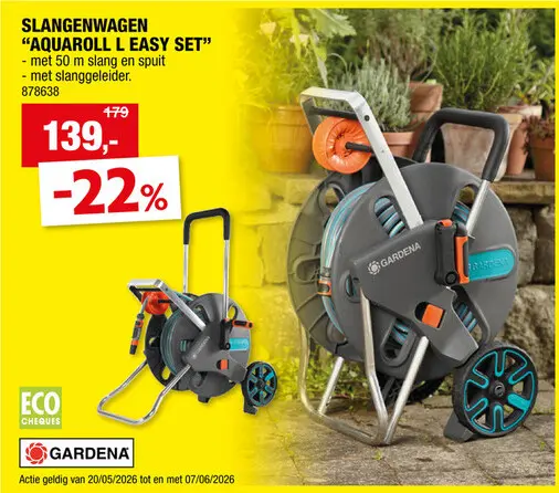 Promotie: Gardena AquaRoll L Easy slangenwagen met tuinslang 50m