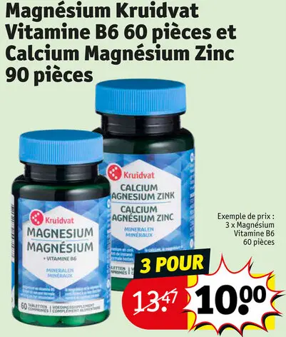 Offre: Magnésium Vitamine B6 et Calcium Magnésium Zinc